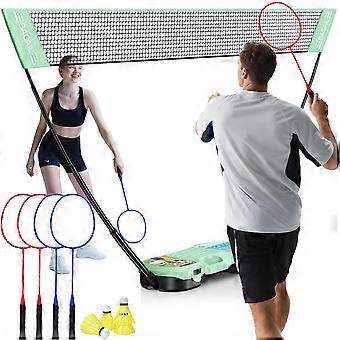 Portable Badminton Net Set - Complete with 4 rackets and 4 shuttlecocks - Pop-up net.