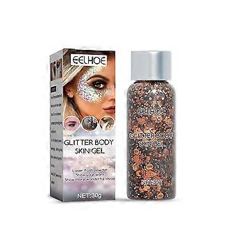 2pcs Shimmer body skin gel, Brown, Cosmetics fish scale glitter jelly for stage performance and makeup