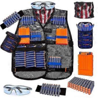 Kids Tactical Vest Kit Compatible with Toy Gun Series, Includes 30 Foam Darts, For 4-12 Year Boys, Durable Breathable,x,C