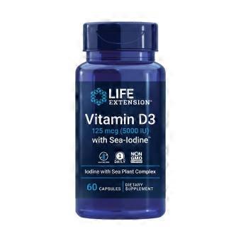 Life Extension Vitamin D3 125 mcg (5000 IU) with Sea-Iodine 60 Capsules