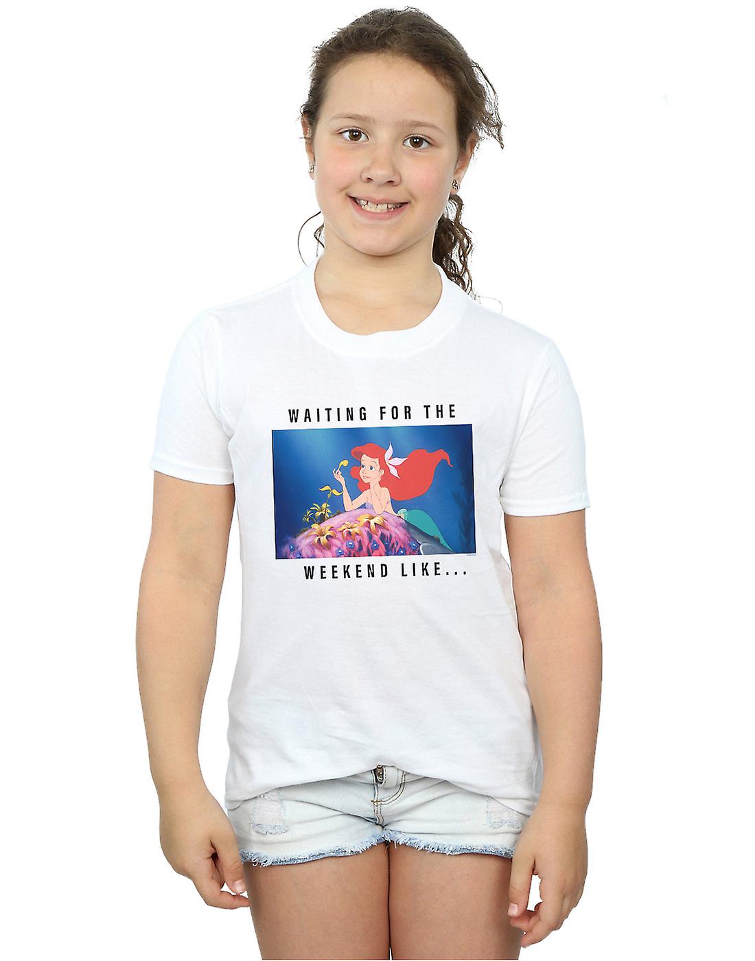 迪斯尼公主女孩阿里尔等待周末 T恤