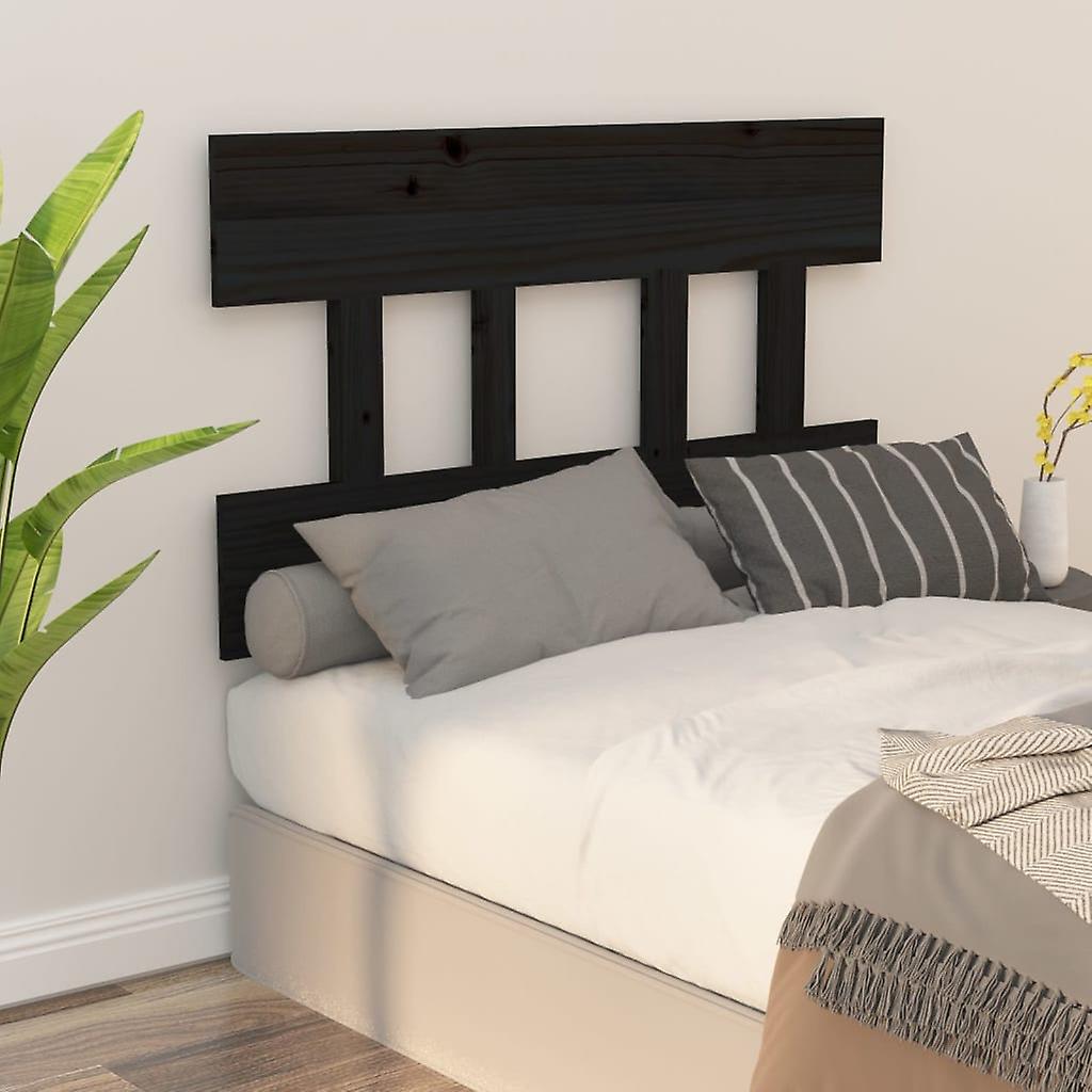 Bed Headboard Black 103.5x3x81 cm Solid Pine Wood