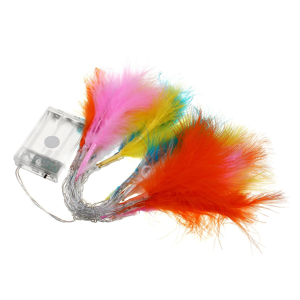 Battery Powered 20 Led Colorful Feather String Fairy Lights, 2.3m, 0.6w, Christmas Holiday Decor, Dc 4.5v