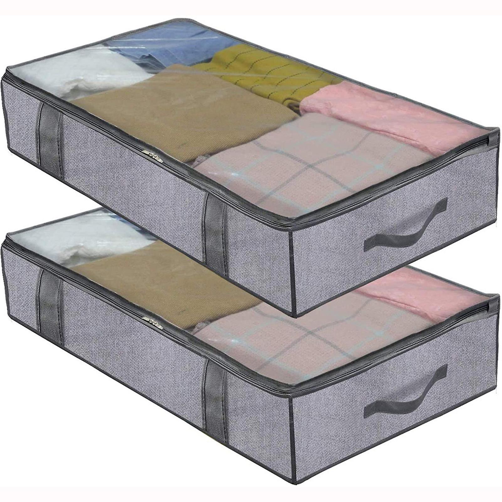 Foldable Underbed Quilt Clothes Bags With Clear Window Organizer Box For Clothing Bedroom Quilts