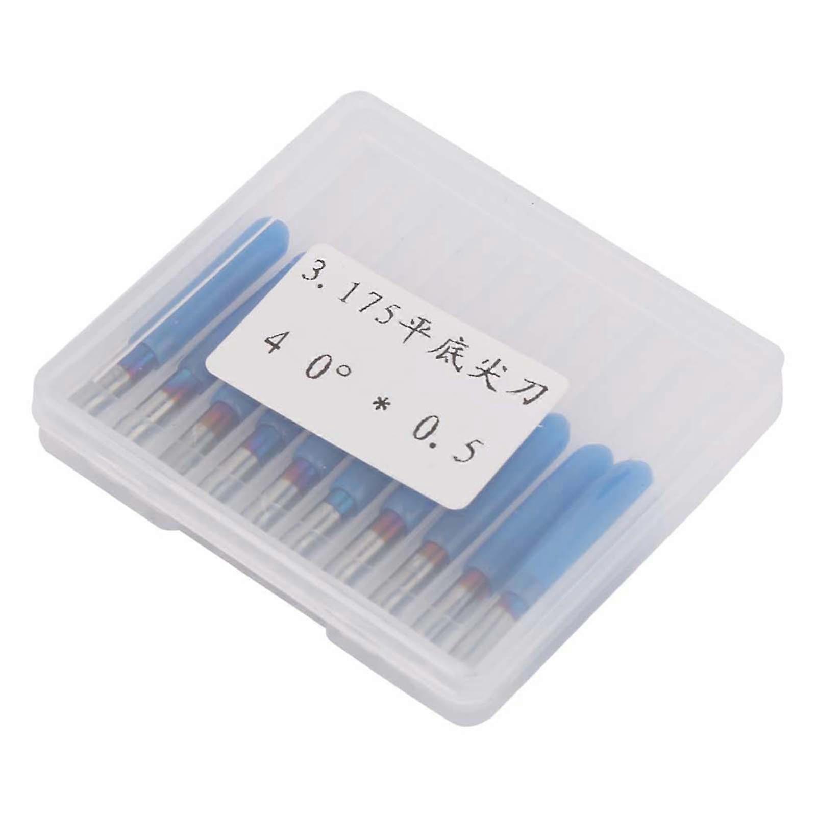 10pcs Wolframstahl CNC-Fräser Cutter Bit Blaue Beschichtung 3.17540 ° Holz Gravurmesser Kit