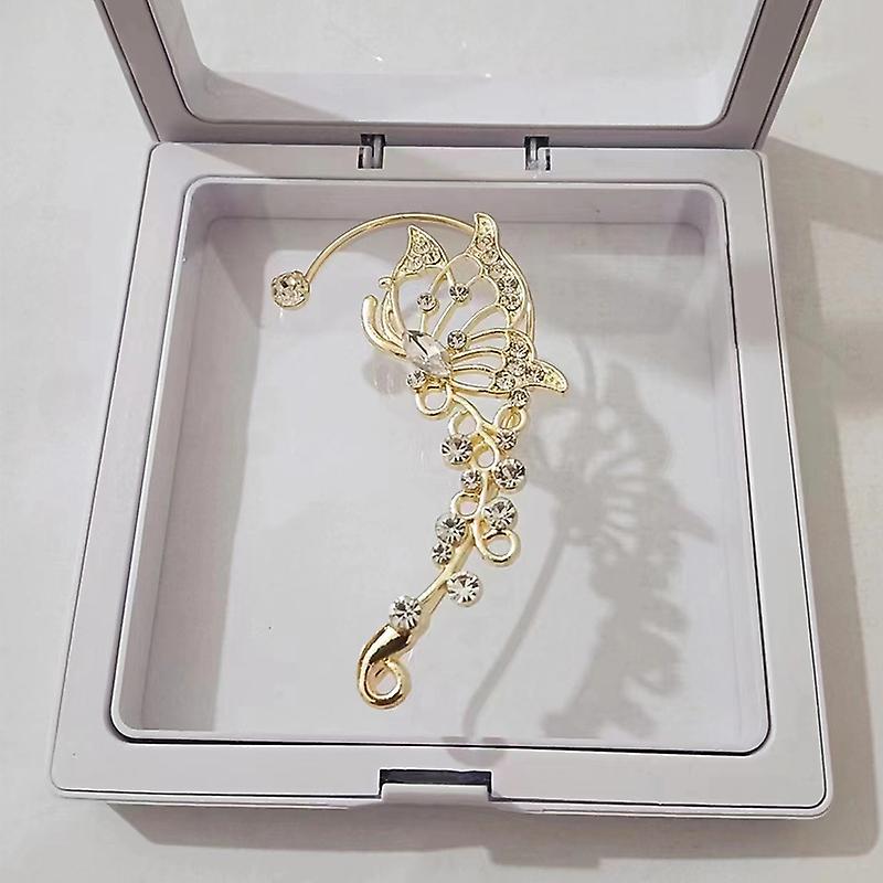 Women earring girl stud ear Drop Sparkling Zircon Flower Butterfly Ear Bone Clip Without Piercing Ta
