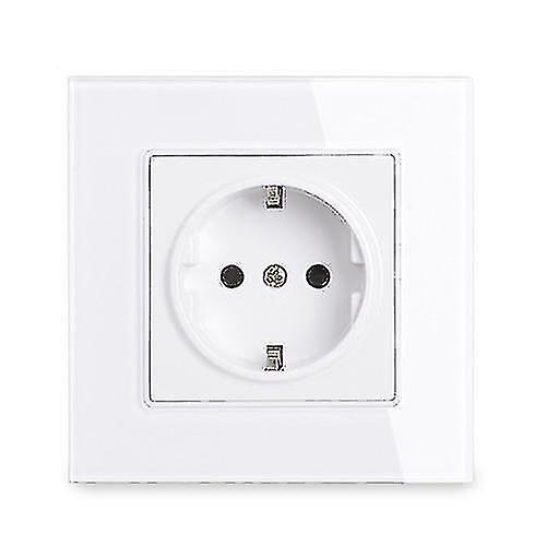 White Wall Mounted Power Socket Glass Panel eu St ard