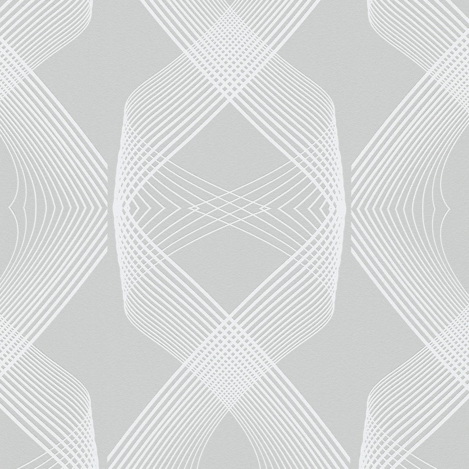 Erismann Geometrisch Golf Grijs Wit Behang