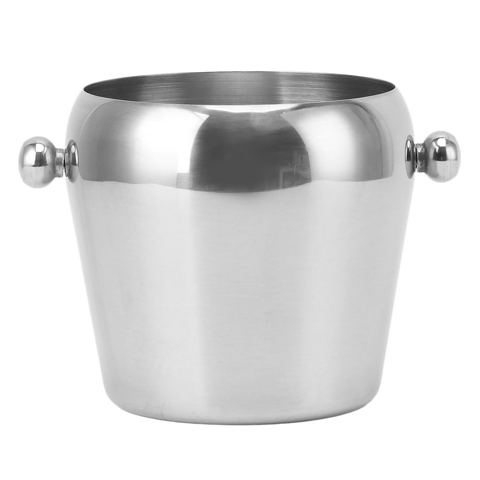 Stainless Steel Ice Bucket, Champagne Bucket, Ice Bucket, Wine Bucket, Beverage Bucket with Smooth Handle for Home, Bars, Parties, Silver, Small, 1L