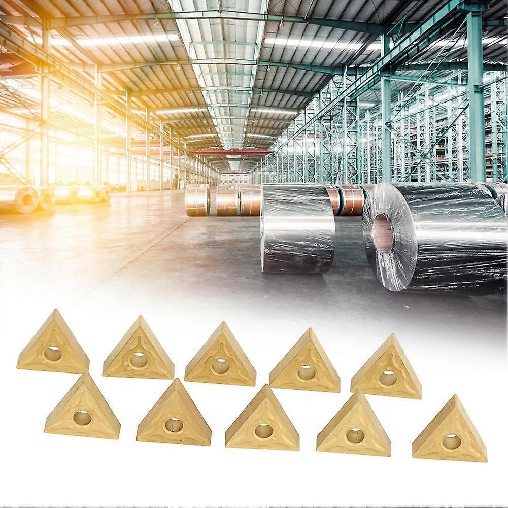 10Pcs Triangular CNC Insert Double Face R0.4 / R0.8 Semi Finish Acier