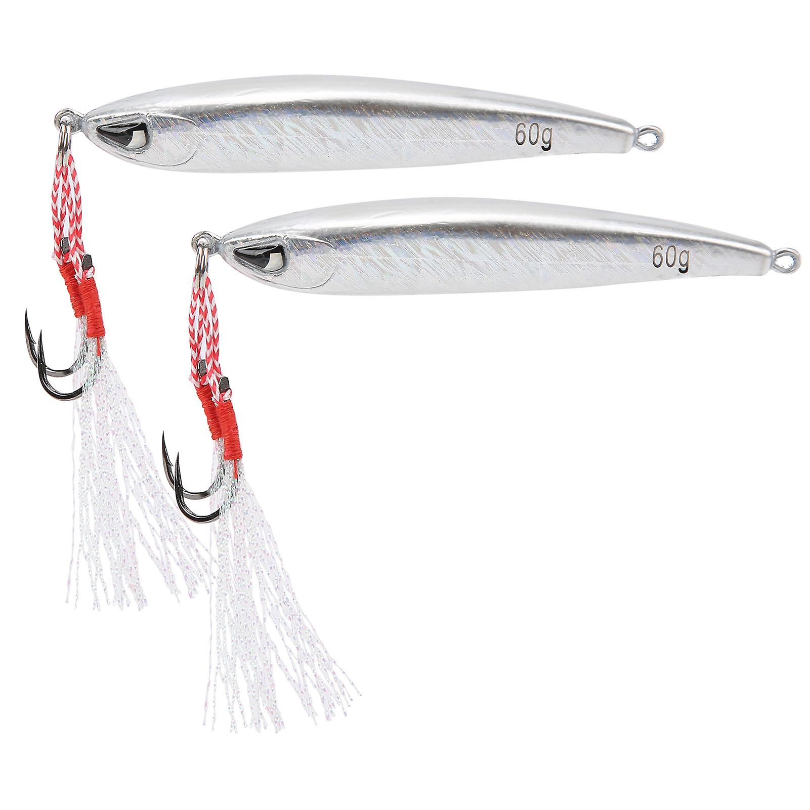 Nimomo Bass Perch Carp Swim Bait Fishing Lure 2 Pack 3D Simulation Eyes Jig Wobbler Crankbait for Bass Trout Pike, Hard Bait Swimbait, Silver