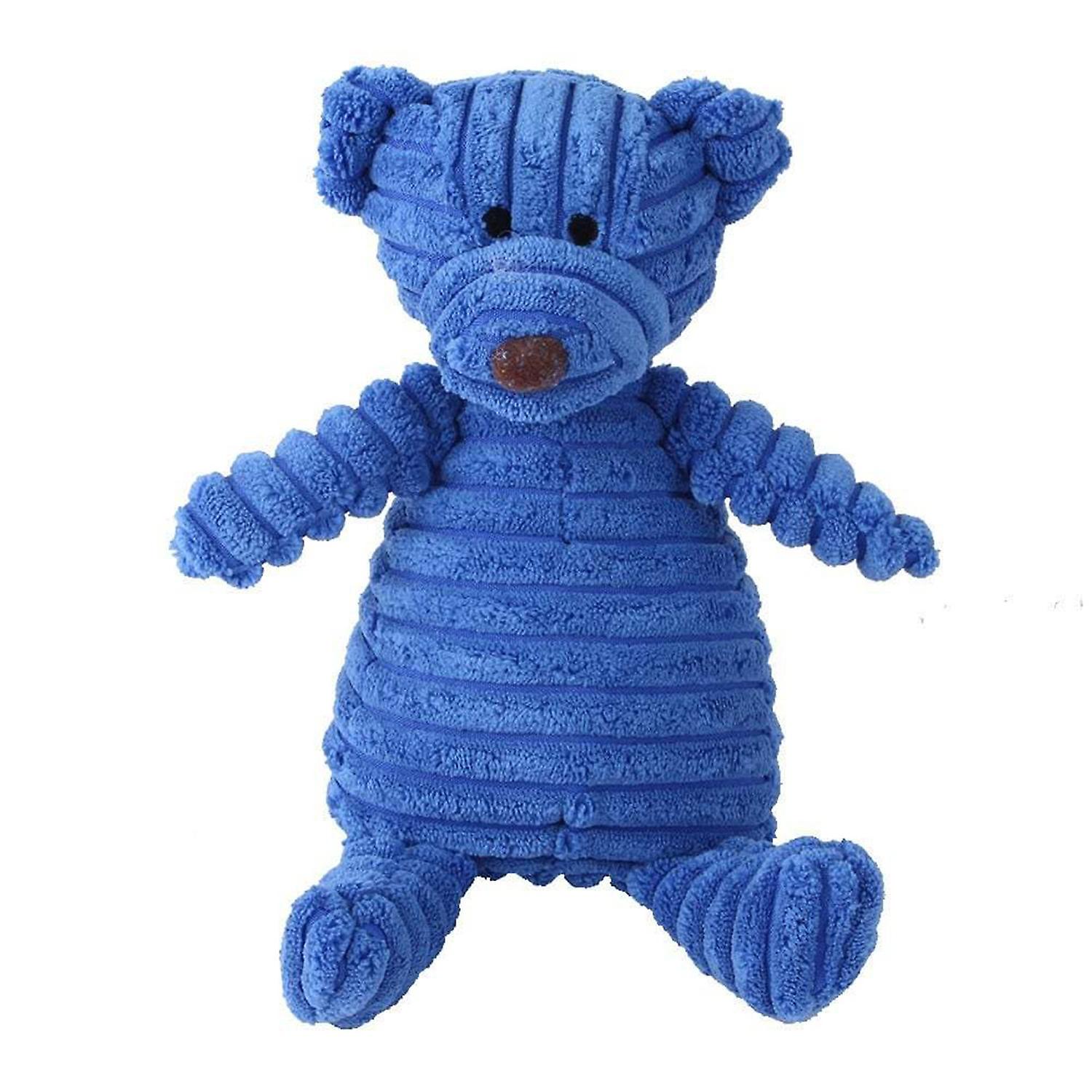 Indestructible Squeaky Dog Toy - Blue Bear Plush for Aggressive Chewers