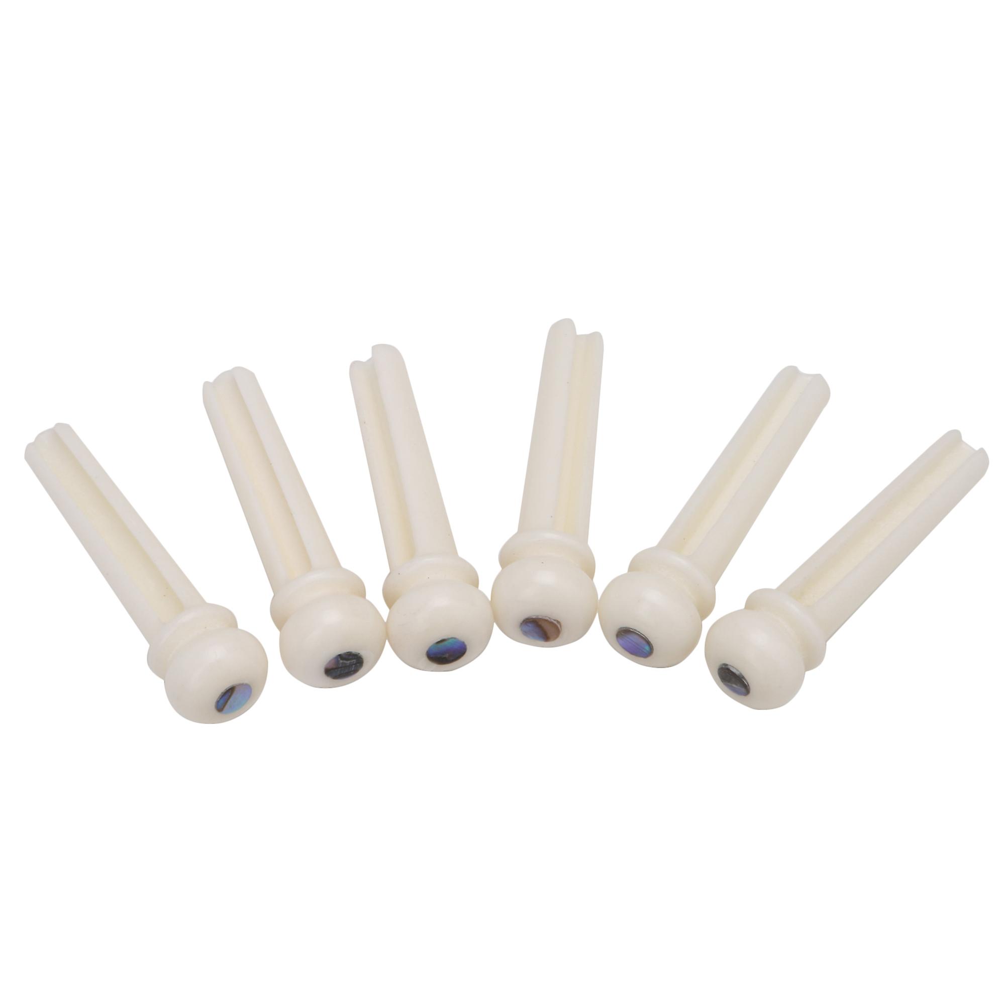 6 BONE BRIDGE PINS W/ Pearl Shell Dot For Acoustic Guitar