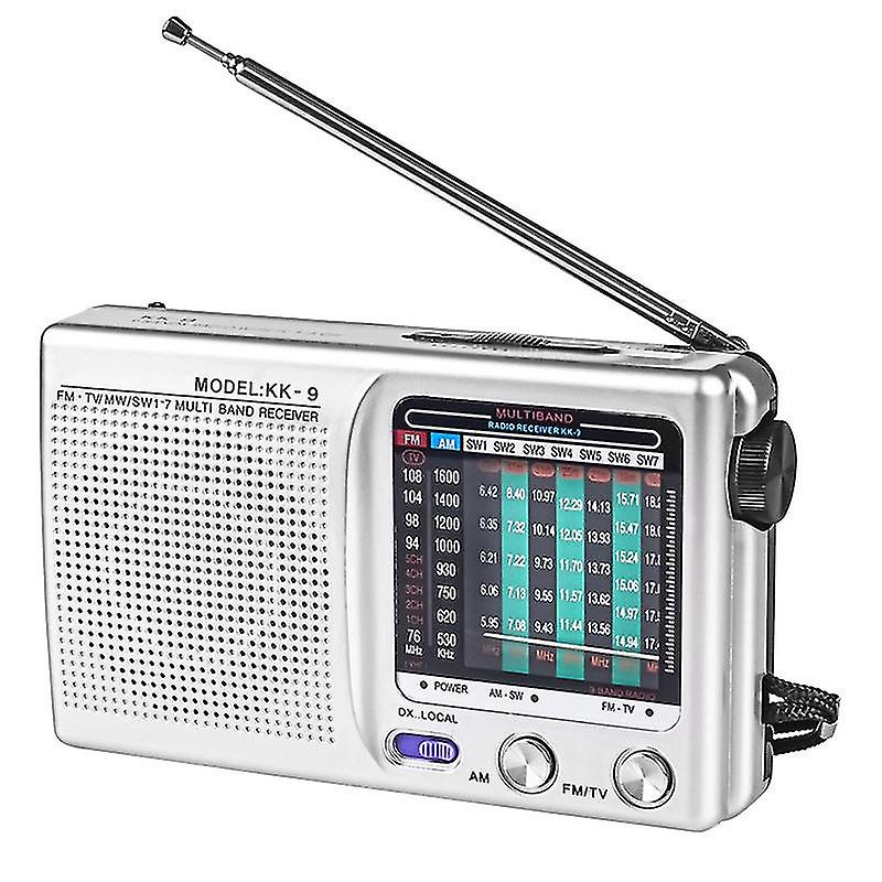 Radio portative AM/fm/sw exploitée pour l’intérieur, l’extérieur et la radio d’urgence avec haut-parleur et prise casque, silver-dwdz