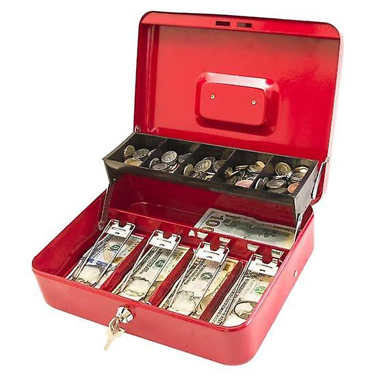Cash Storage Box with Lock 2 Keys Metal Money Box with Cash Tray