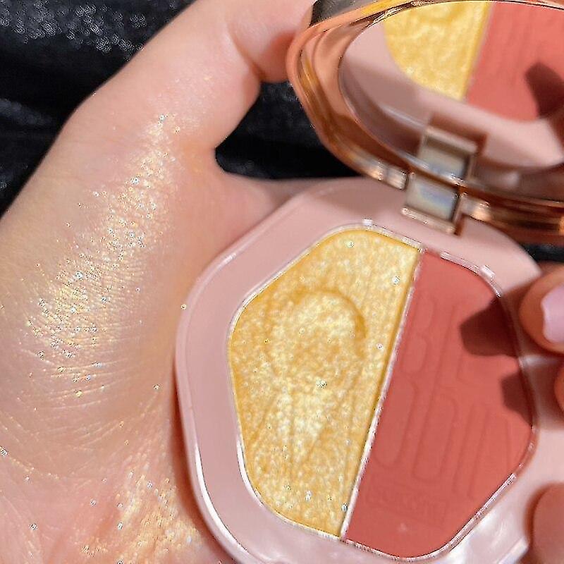 Eye Shadow 2 Color Highlighter Bronzer Palette Makeup Face Contour Shimmer Powder Cheek|bronzers Highlighters