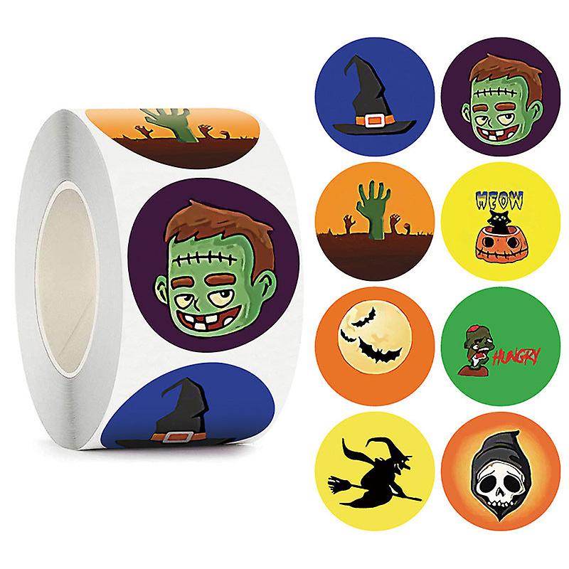 2X500pcs 8 Pattern Witch Skull Halloween Stickers Candy Gift Adhesive Label Tape Xmas Christmas