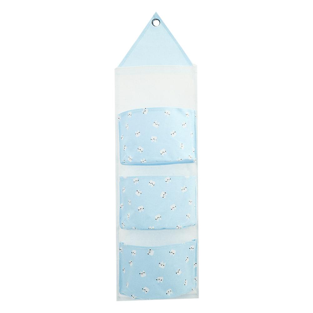 Multipurpose 3 Pockets Hanging Storage Bag Organizer Kitchen Bathroom (Blue)