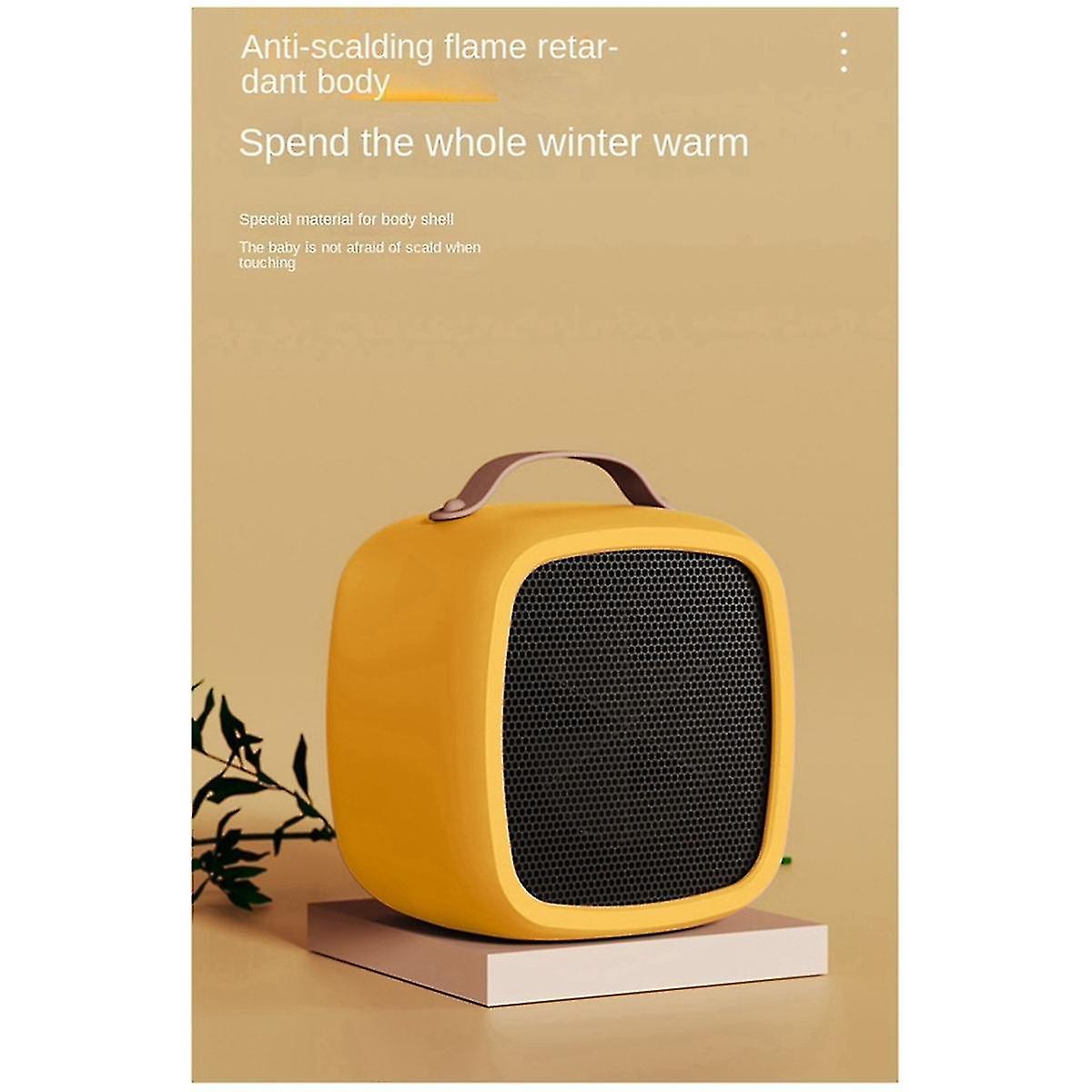 Heater Portable Space Heater Household Small Quiet and Energy Saving Dormitory Mini Desktop Fast Heat Fan Yellow UK-Plug