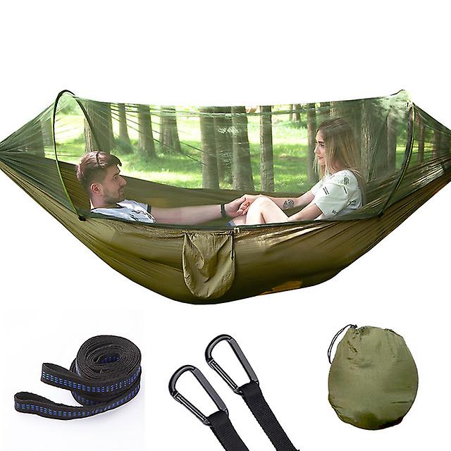 290*140 Hammock With Anti-mosquito Outdoor Double Nylon Parachute Cloth Camping Mosquito Net Quick Open Hammock Control Hammock