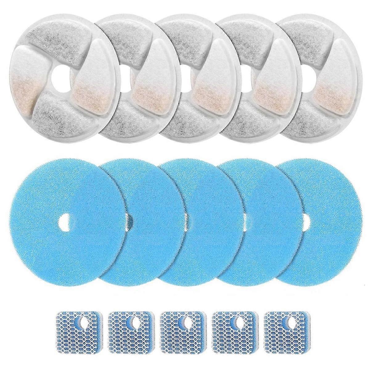 5Set Cat Water Fountain Filter Replacement for Square 2.2L/73oz Cat Fountain Triple Filtration Pet