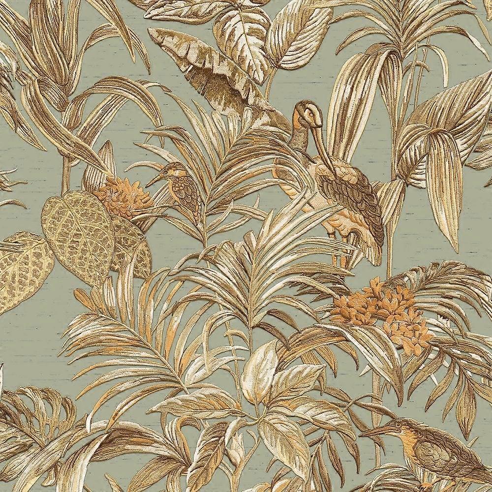 Design ID Sage Green Tropical Leaf Wallpaper
