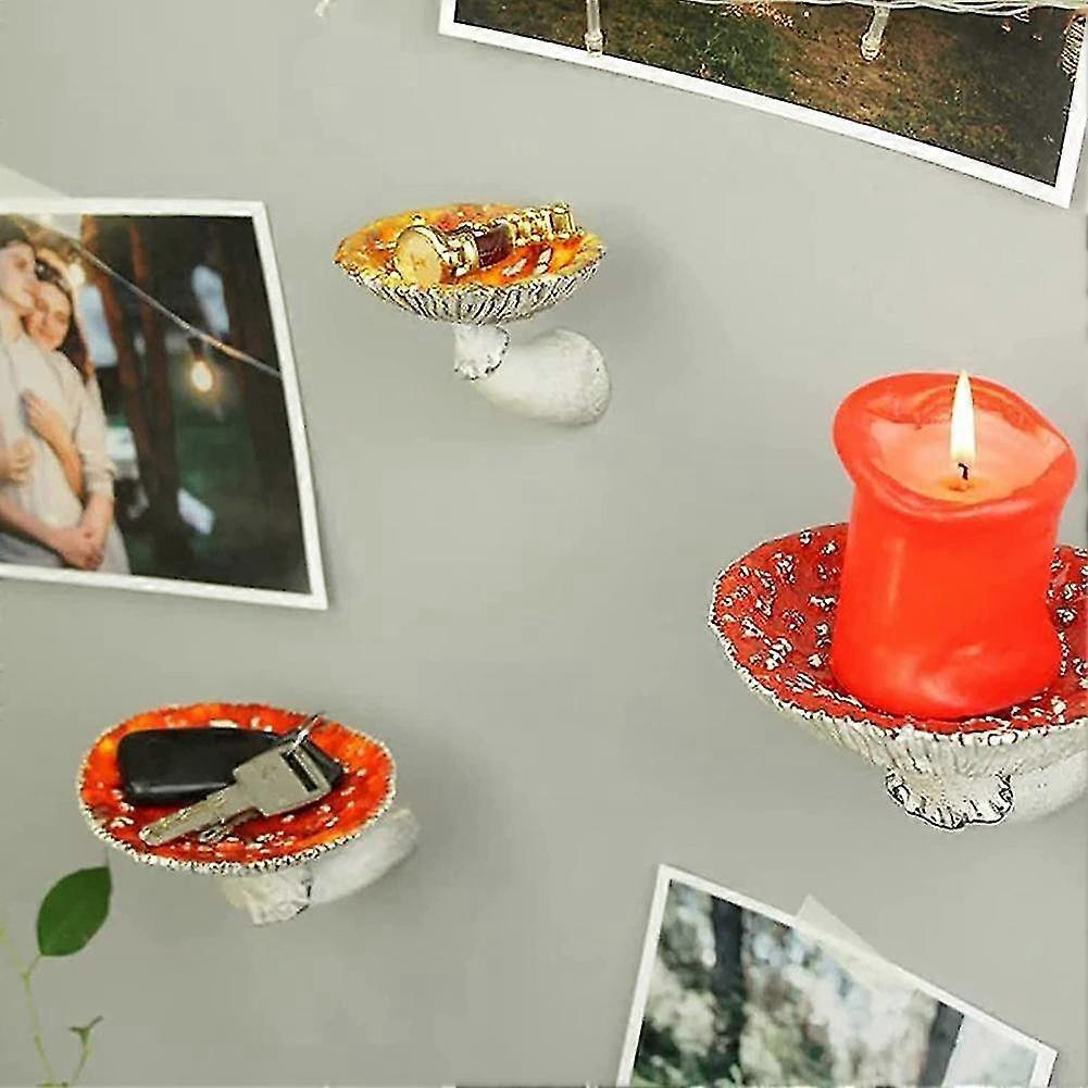 3pcs Resin Mushroom Hanging Shelf For Wall Floating Shelf Mushroom Shape Home Decor Ornaments