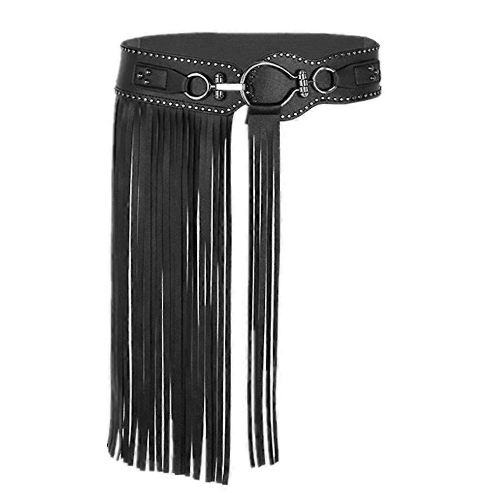 1pc Punk Style Cuir Pompon Jupe À La Mode En Cuir Rivet Large Ceinture avec Pompon (Noir Taille L 68-75CM (Taille))