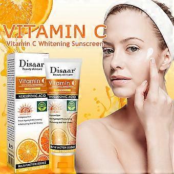 Vitamin C Sunscreen Spf 50, Sun Cream Moisturiser with Vitamin C, Sun Cream SPF 50+ Face for UVA & UVB Protection, Waterproof for Daily Use
