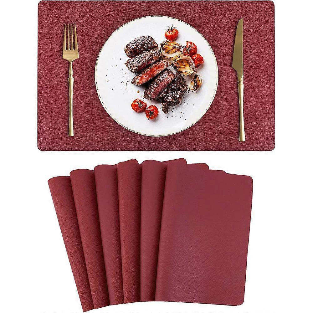 Tischsets、Lederoptik、abwischbar、6er-Set、45 x 30 cm、schwarzes PU -レーダー、hitzebestndige Tischsets fr Zuhause、Kche、レストラン&ホテル