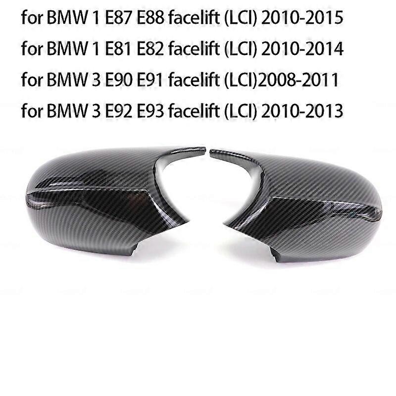 Carbon Fiber Style Black Backspegel täcker lock för BMW E81 E82 E87 E88 E90 E91 E92 E93 M Look Biltillbehör