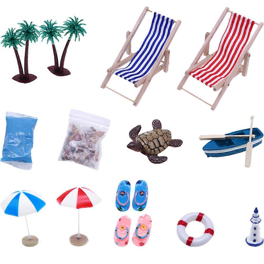 1 Set Micro Summer Beach Scene Props Mini House Micro Landscape Accessories
