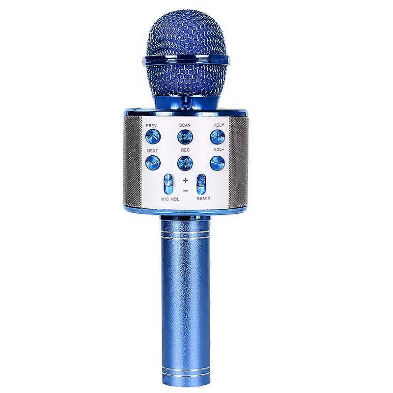 Wireless Bluetooth karaoke handheld microphone, home KTV player with iOS computer supportblue