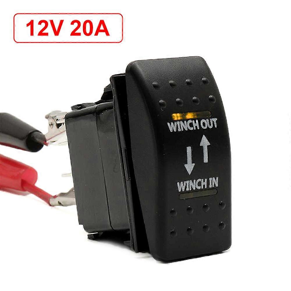 4 Color Rocker Winch 12V 7-Pin 20A Winch Out (ON)-OFF-(ON) Rocker Switch Momentary LED Switch Momentary Toggle Rocker