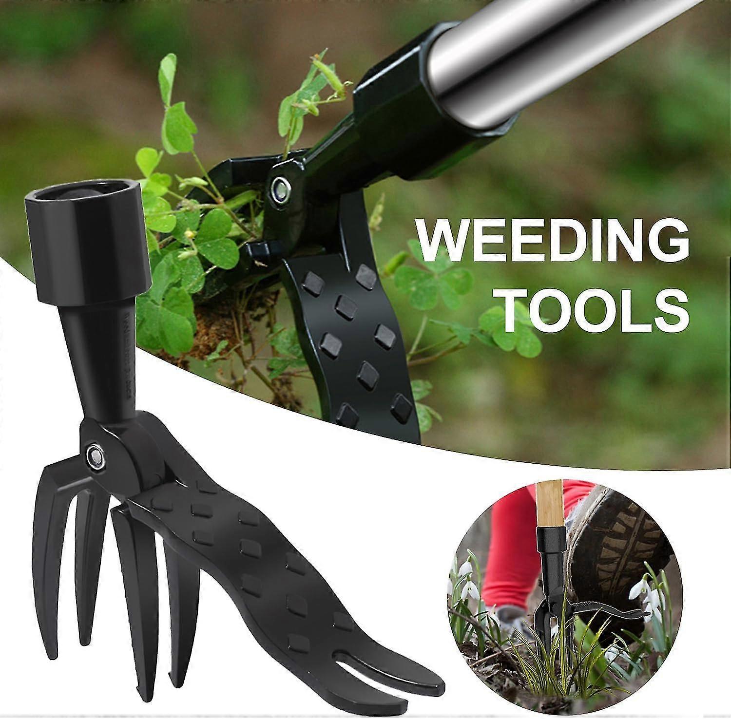 Weed Puller Tool, Stand Up Weeding Tool, Manual Weeder Tool Hand Weed Root Pulling Tool, Detachable Long Handle, Grabber for Garden