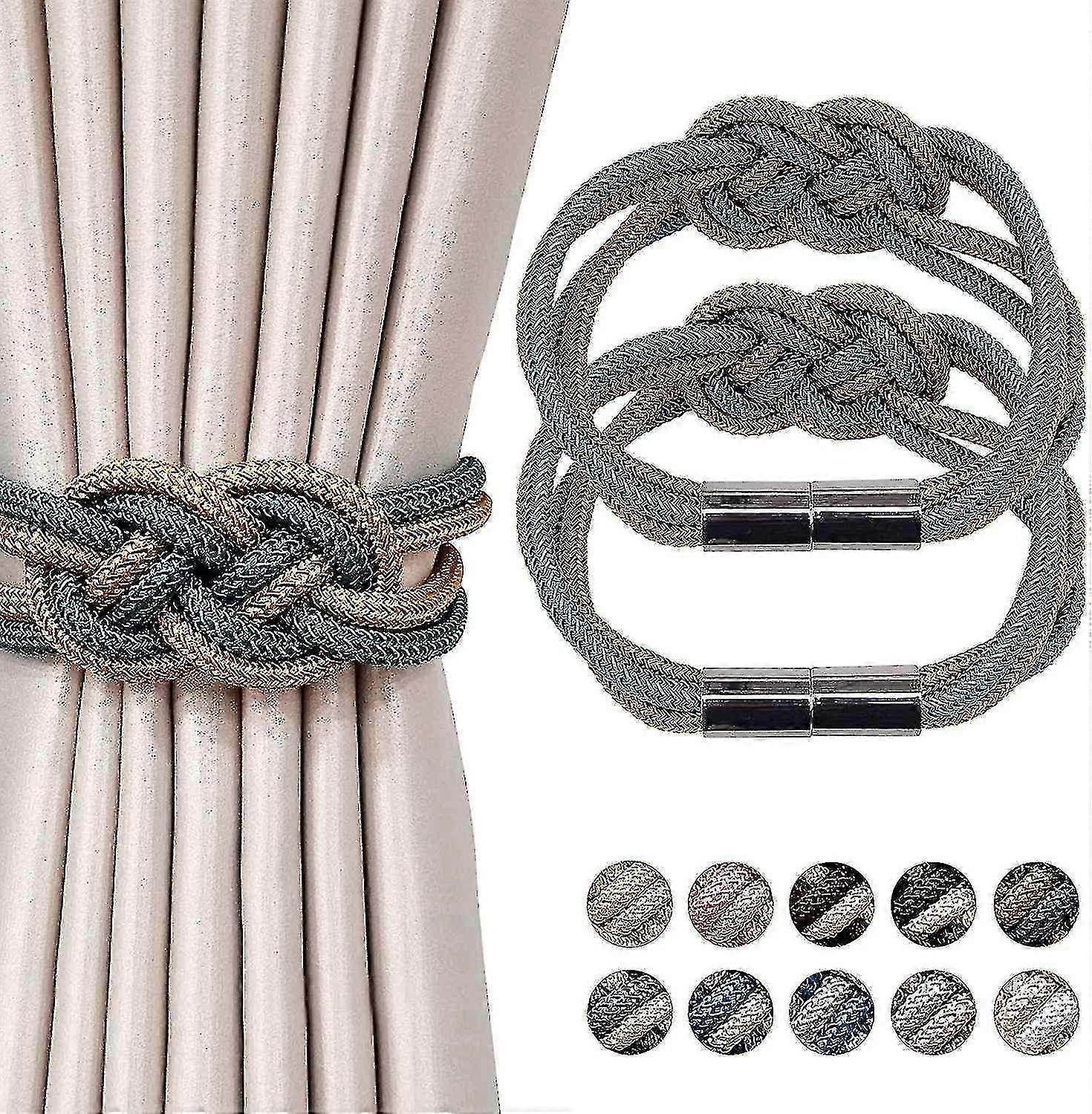 Pack of strong magnetic curtain ties upgraded to Nordic simple style drape ties with two-color braid