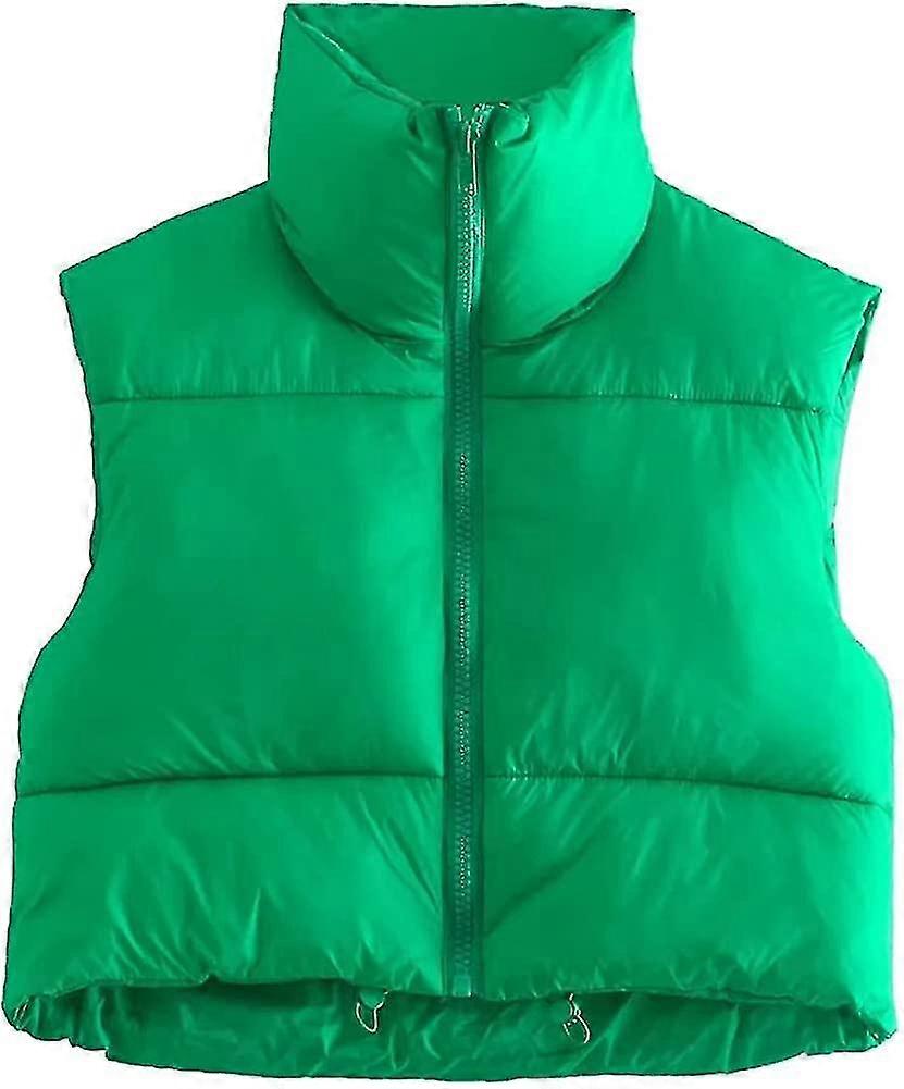 Women's Winter Crop Vest Lightweight Sleeveless Warm Outerwear Puffer Vest Padded Gilet