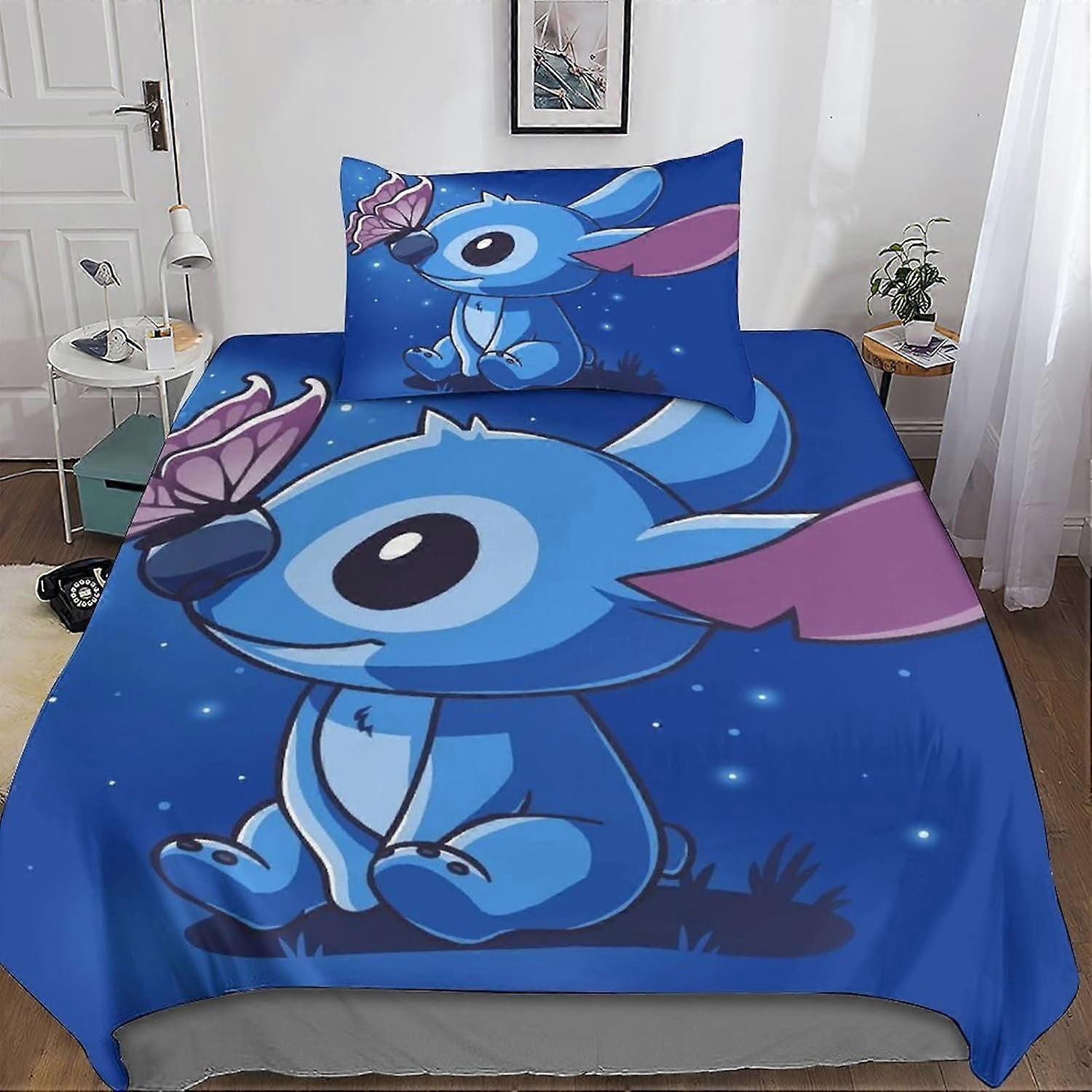 Stitch D-Print Bedding Set Lilo & Stitch Bedding Set Duvet Cover Sets Microfiber Comforter Sets -Soft and Comfortable Duvet Cover Set