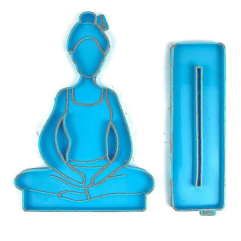 2pcs Yoga Ornament Resin Molds Yoga Coaster Silicone Compatible With Diy Home D