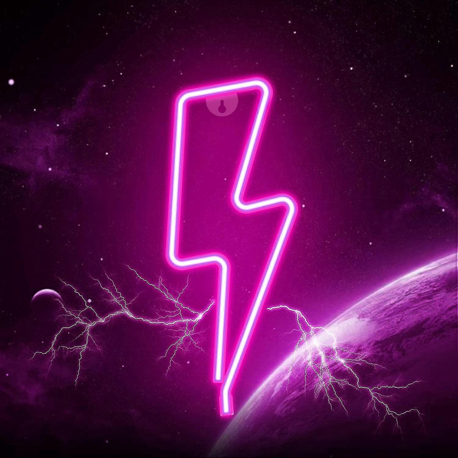 Neon Sign Cloud Light Sign For Wall Decor, Pink, Lightning