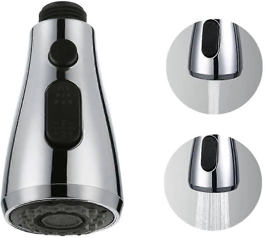 Faucet Shower With Stop Button 2 Retractable Sprays 3 Functions Pausing Pull-out Shower Head Electroplating Cp