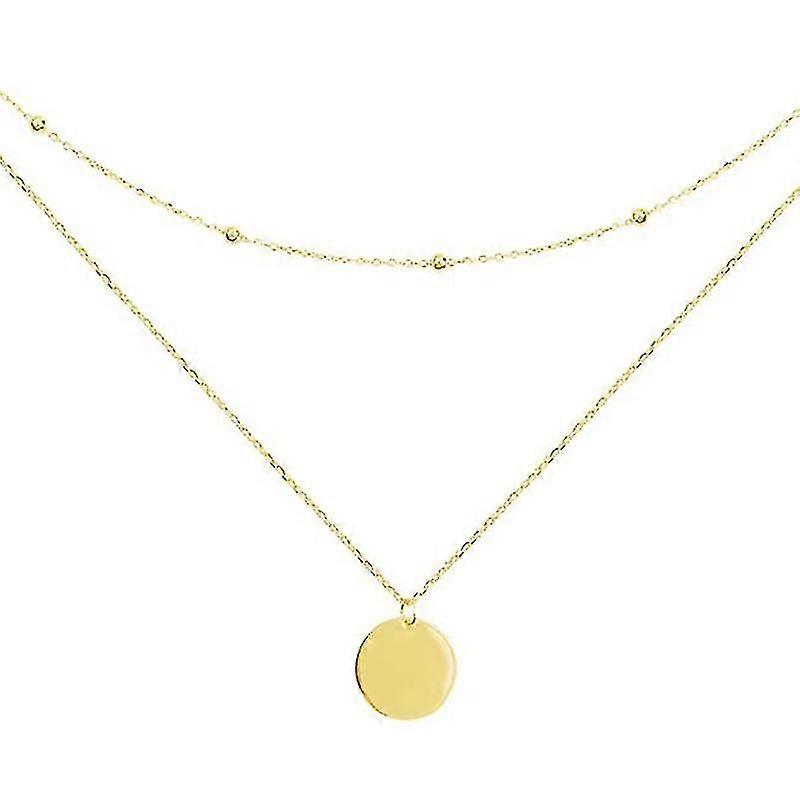 Collier perlé, Mode Petit Disque Collier Court Doré