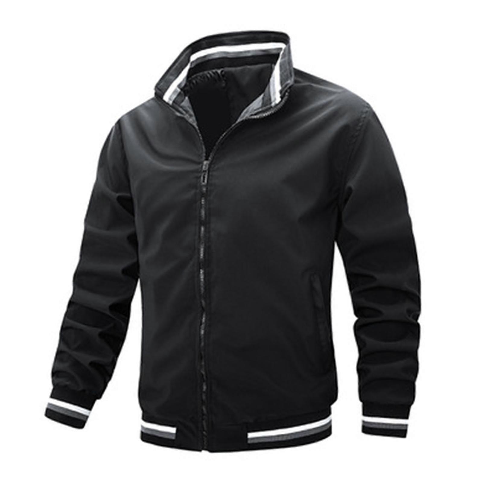 Bomber Jacket for Men Lightweight Windbreaker Spring Fall Full Zip Active Coat Standing Collar