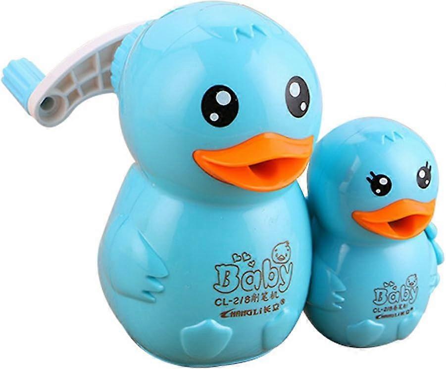 Manual Pencil Sharpener Hand-Cranking Combination Mother Duck and Baby Ducks Pencil Sharpener for Students School, Home, Office, Studio.Blue