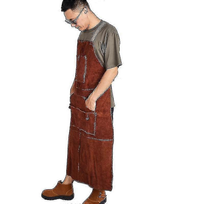 مريلة لحام جلدية احترافية مصنوعة من جلد البقر السميك ومقاومة للتآكل وعازل للحرارة ومضاد للحروق ومثبط للهب