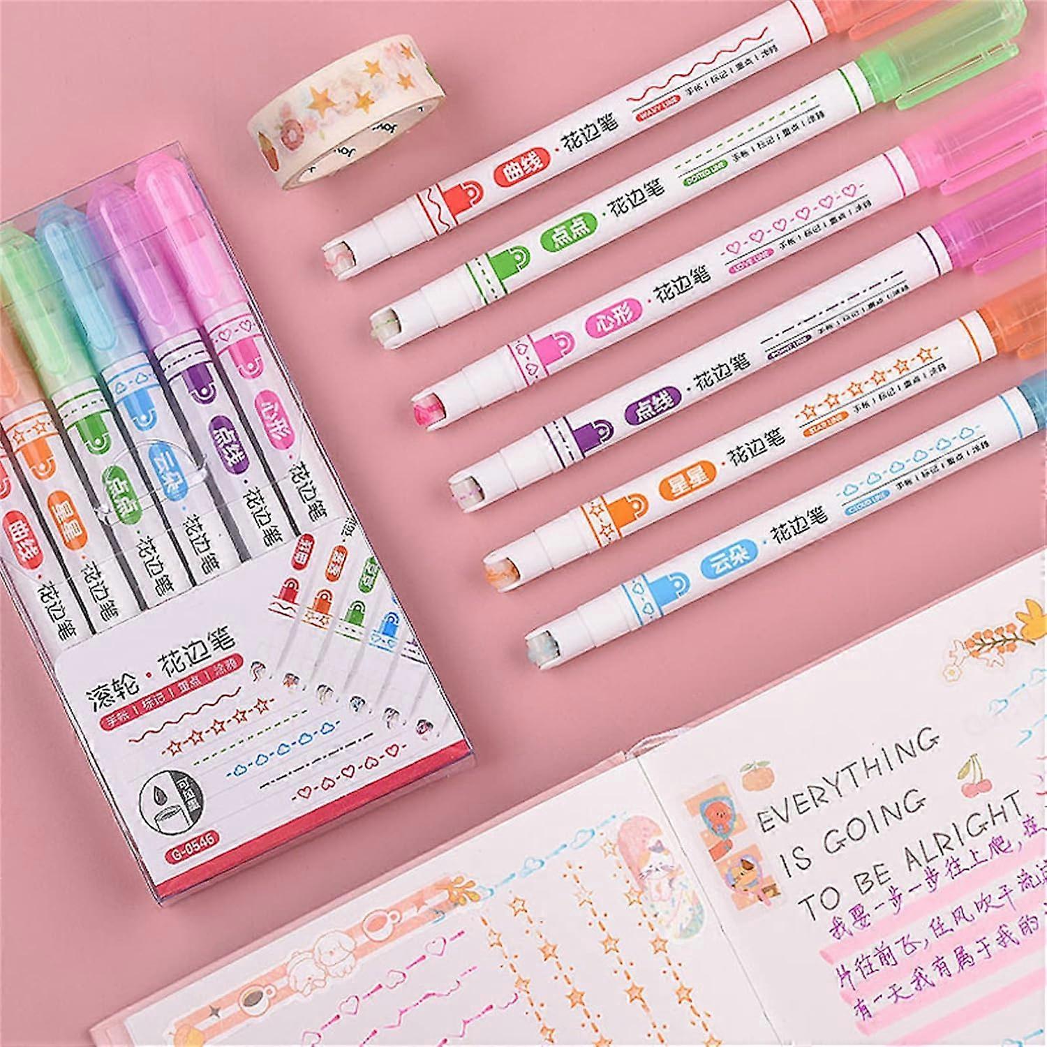 Curve Highlighter Pen, Colored Curved Pens For Note Taking,Dual T