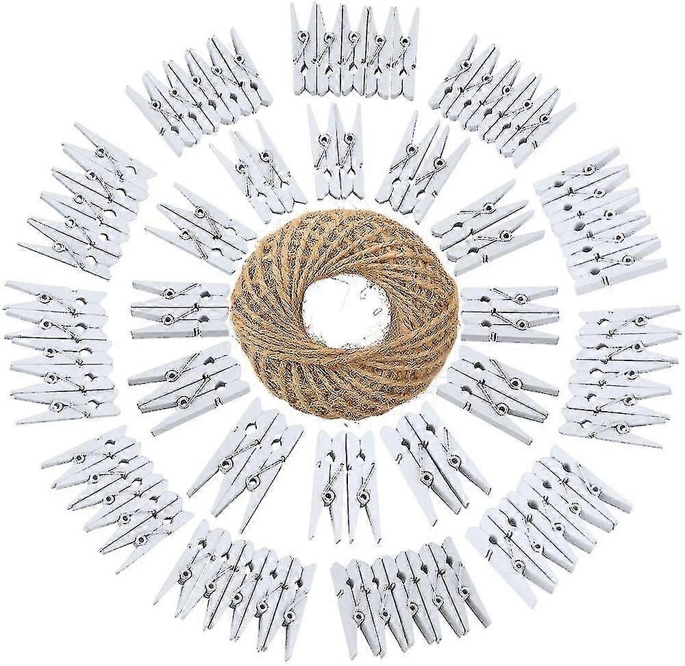 3.5cm أبيض ميني مقاطع خشبية للصور، 100pcs خشبية الحرفية مقاطع أوتاد البسيطة