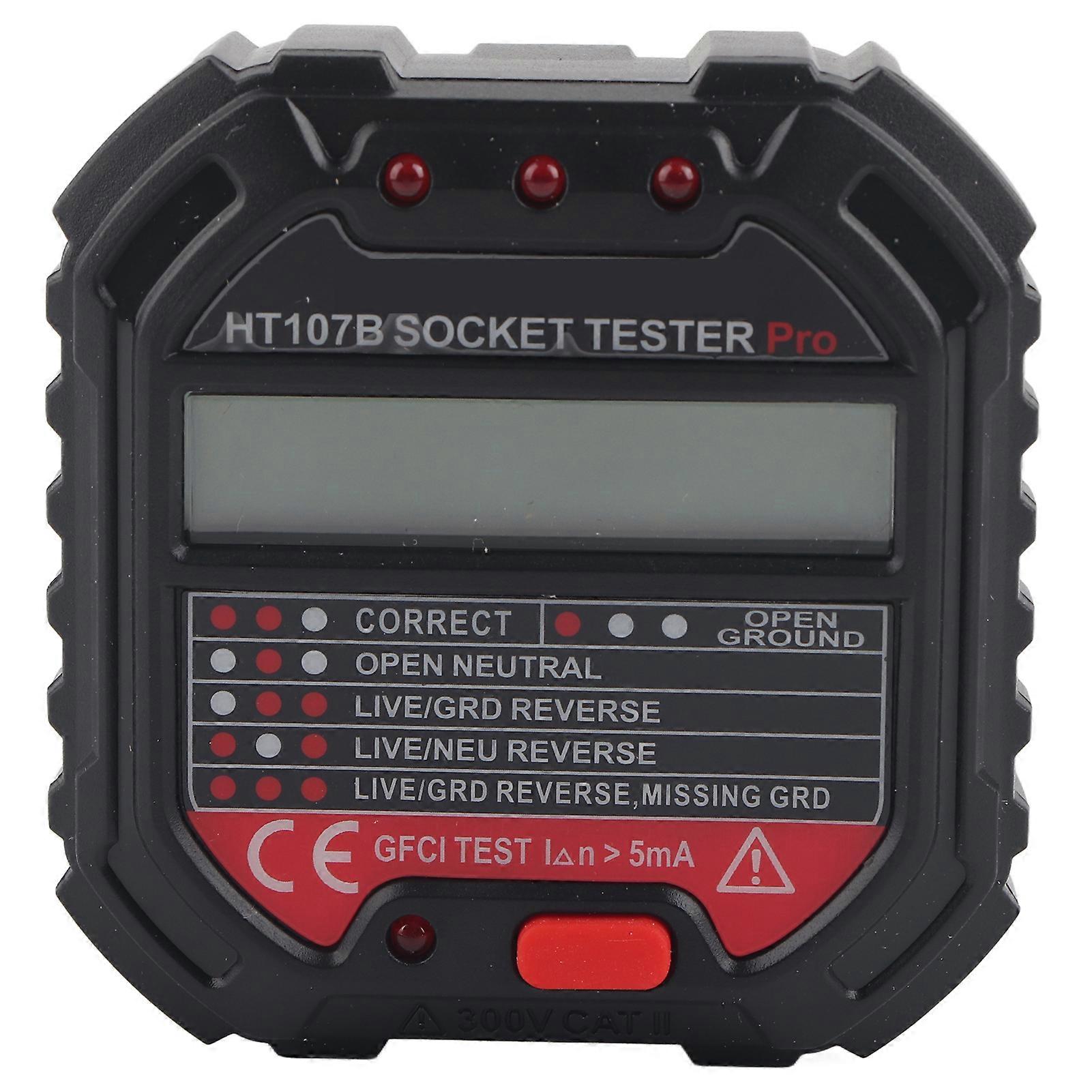 HT107B Socket Tester with LCD Display Frequency Test Electric Circuit Detector US 90-250V