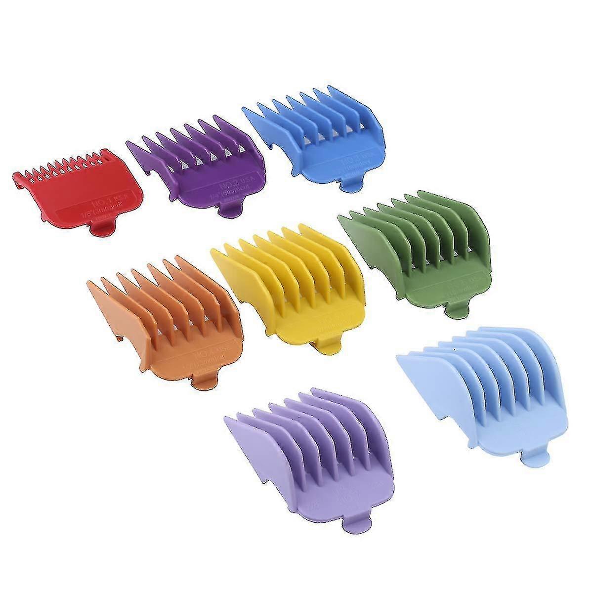 8 färg professionell hårtrimmer / clipper Guard Combs Guide Combs Kodad skärning