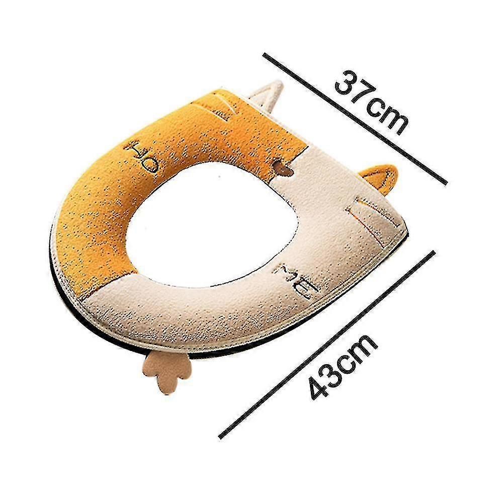 3pcs Bathroom Toilet Seat Cover Cute Cat, Soft Thicker Warmer Washable Cloth Toilet Seat Cover Pads With Zipper